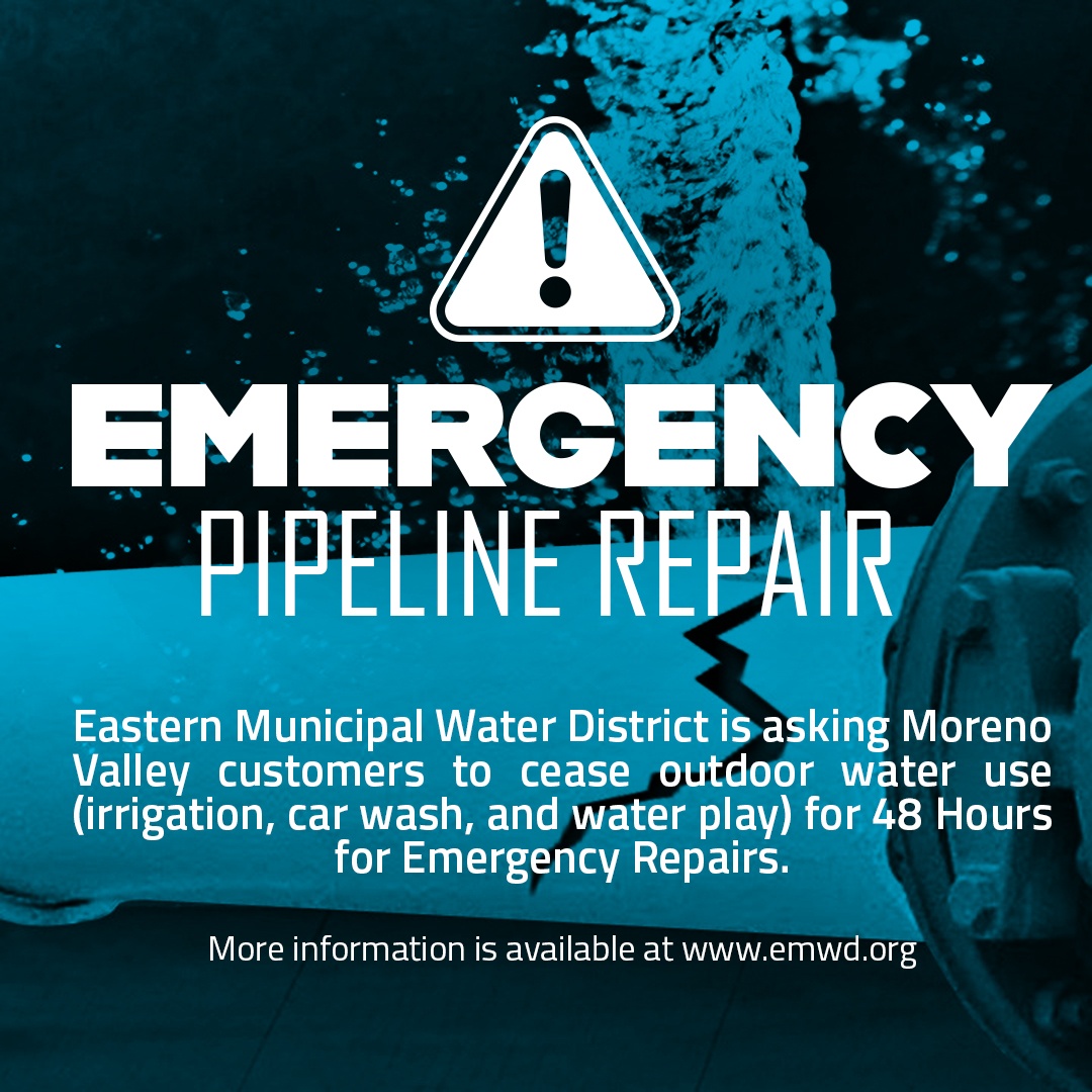 Emergency pipeline repair. No Watering Outside.