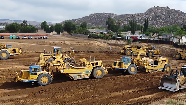 Photo of landmovers working on open land in the City of Moreno Valley.